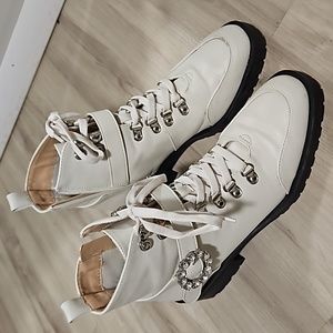 Womans white booties. Size 8